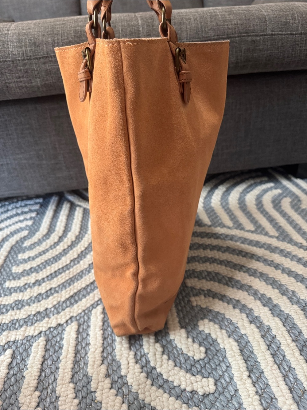 Miss Albright Donna McKenzie French Bulldog Suede Leather Tote Bag | Dog Lover - Picture 5 of 12